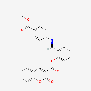 molecular formula C26H19NO6 B2620076 [2-[(4-Ethoxycarbonylphenyl)iminomethyl]phenyl] 2-oxochromene-3-carboxylate CAS No. 324580-69-0