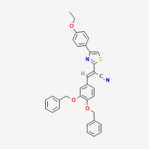 molecular formula C34H28N2O3S B2620081 (E)-3-(3,4-bis(benzyloxy)phenyl)-2-(4-(4-ethoxyphenyl)thiazol-2-yl)acrylonitrile CAS No. 476673-11-7