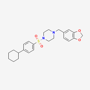 1-(Benzo[d][1,3]dioxol-5-ylmethyl)-4-((4-cyclohexylphenyl)sulfonyl)piperazine
