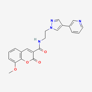 molecular formula C21H18N4O4 B2620087 8-甲氧基-2-氧代-N-{2-[4-(吡啶-3-基)-1H-吡唑-1-基]乙基}-2H-色烯-3-甲酰胺 CAS No. 2097899-10-8