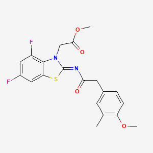 molecular formula C20H18F2N2O4S B2620104 (E)-methyl 2-(4,6-difluoro-2-((2-(4-methoxy-3-methylphenyl)acetyl)imino)benzo[d]thiazol-3(2H)-yl)acetate CAS No. 955808-96-5