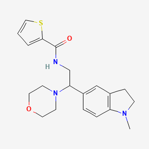 molecular formula C20H25N3O2S B2620105 N-(2-(1-甲基吲哚-5-基)-2-吗啉基乙基)噻吩-2-甲酰胺 CAS No. 921895-54-7