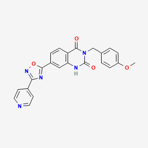 molecular formula C23H17N5O4 B2620136 3-(4-methoxybenzyl)-7-(3-pyridin-4-yl-1,2,4-oxadiazol-5-yl)quinazoline-2,4(1H,3H)-dione CAS No. 1207021-08-6