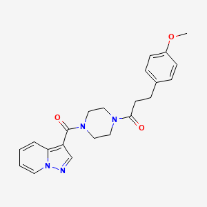 molecular formula C22H24N4O3 B2620143 3-(4-Methoxyphenyl)-1-(4-(pyrazolo[1,5-a]pyridine-3-carbonyl)piperazin-1-yl)propan-1-one CAS No. 1396680-65-1