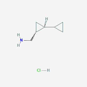 molecular formula C7H14ClN B2620160 rac-[(1R,2S)-2-cyclopropylcyclopropyl]methanamine hydrochloride, trans CAS No. 1820571-47-8
