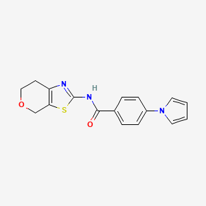 molecular formula C17H15N3O2S B2620166 N-(6,7-dihydro-4H-pyrano[4,3-d]thiazol-2-yl)-4-(1H-pyrrol-1-yl)benzamide CAS No. 1421515-81-2