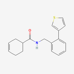 molecular formula C18H19NOS B2620174 N-(2-(thiophen-3-yl)benzyl)cyclohex-3-enecarboxamide CAS No. 1797322-56-5