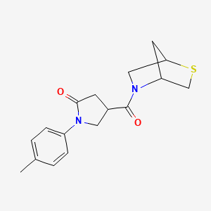 molecular formula C17H20N2O2S B2620211 4-(2-Thia-5-azabicyclo[2.2.1]heptane-5-carbonyl)-1-(p-tolyl)pyrrolidin-2-one CAS No. 2034607-78-6