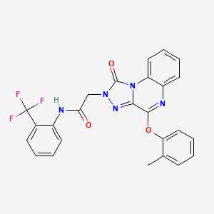 molecular formula C25H18F3N5O3 B2620218 2-[4-(2-methylphenoxy)-1-oxo[1,2,4]triazolo[4,3-a]quinoxalin-2(1H)-yl]-N-[2-(trifluoromethyl)phenyl]acetamide CAS No. 1189431-57-9