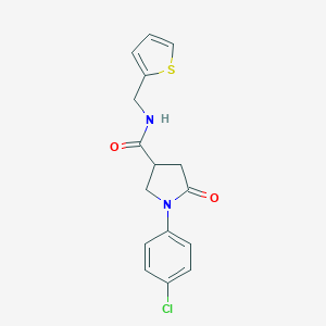 molecular formula C16H15ClN2O2S B262023 1-(4-chlorophenyl)-5-oxo-N-(thiophen-2-ylmethyl)pyrrolidine-3-carboxamide 