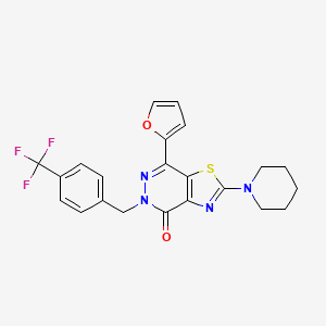 molecular formula C22H19F3N4O2S B2620233 7-(furan-2-yl)-2-(piperidin-1-yl)-5-(4-(trifluoromethyl)benzyl)thiazolo[4,5-d]pyridazin-4(5H)-one CAS No. 1105241-64-2