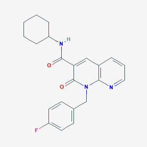 molecular formula C22H22FN3O2 B2620238 N-cyclohexyl-1-(4-fluorobenzyl)-2-oxo-1,2-dihydro-1,8-naphthyridine-3-carboxamide CAS No. 946208-07-7