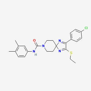 molecular formula C24H27ClN4OS B2620239 2-(4-chlorophenyl)-N-(3,4-dimethylphenyl)-3-(ethylthio)-1,4,8-triazaspiro[4.5]deca-1,3-diene-8-carboxamide CAS No. 894881-05-1