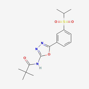 molecular formula C16H21N3O4S B2620242 N-(5-(3-(isopropylsulfonyl)phenyl)-1,3,4-oxadiazol-2-yl)pivalamide CAS No. 921905-38-6