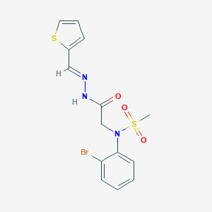 molecular formula C14H14BrN3O3S2 B262025 N-(2-bromophenyl)-N-{2-oxo-2-[2-(2-thienylmethylene)hydrazino]ethyl}methanesulfonamide 