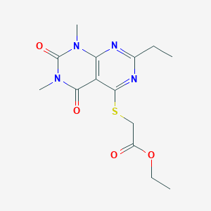 Ethyl 2-(7-ethyl-1,3-dimethyl-2,4-dioxopyrimido[4,5-d]pyrimidin-5-yl)sulfanylacetate