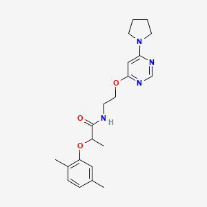 2-(2,5-dimethylphenoxy)-N-(2-((6-(pyrrolidin-1-yl)pyrimidin-4-yl)oxy)ethyl)propanamide