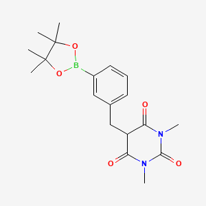 molecular formula C19H25BN2O5 B2620254 1,3-Dimethyl-5-[3-(4,4,5,5-tetramethyl-[1,3,2]dioxaborolan-2-yl)-benzyl]-pyrimidine-2,4,6-trione CAS No. 2027542-98-7