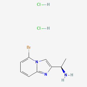 molecular formula C9H12BrCl2N3 B2620260 (1R)-1-(5-Bromoimidazo[1,2-a]pyridin-2-yl)ethanamine;dihydrochloride CAS No. 2378490-36-7