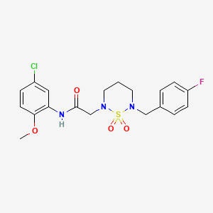 molecular formula C19H21ClFN3O4S B2620264 N-(5-chloro-2-methoxyphenyl)-2-(6-(4-fluorobenzyl)-1,1-dioxido-1,2,6-thiadiazinan-2-yl)acetamide CAS No. 946369-94-4