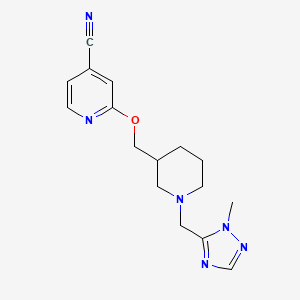 molecular formula C16H20N6O B2620268 2-[[1-[(2-Methyl-1,2,4-triazol-3-yl)methyl]piperidin-3-yl]methoxy]pyridine-4-carbonitrile CAS No. 2379976-15-3