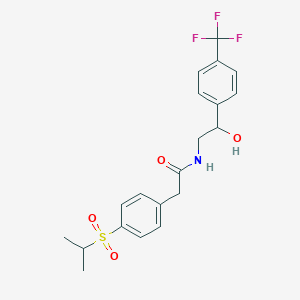 molecular formula C20H22F3NO4S B2620270 N-(2-hydroxy-2-(4-(trifluoromethyl)phenyl)ethyl)-2-(4-(isopropylsulfonyl)phenyl)acetamide CAS No. 1351607-98-1