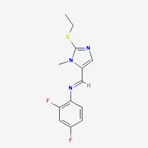 molecular formula C13H13F2N3S B2620280 N-{[2-(ethylsulfanyl)-1-methyl-1H-imidazol-5-yl]methylene}-2,4-difluoroaniline CAS No. 303986-83-6