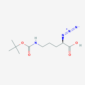 molecular formula C10H18N4O4 B2620285 (2R)-2-Azido-5-[(2-methylpropan-2-yl)oxycarbonylamino]pentanoic acid CAS No. 2165877-62-1