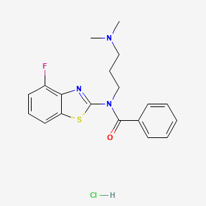 molecular formula C19H21ClFN3OS B2620293 N-(3-(dimethylamino)propyl)-N-(4-fluorobenzo[d]thiazol-2-yl)benzamide hydrochloride CAS No. 1215821-24-1