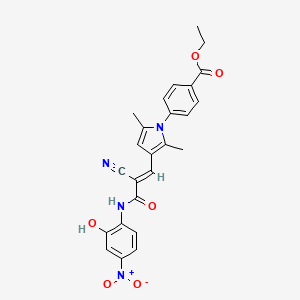 molecular formula C25H22N4O6 B2620302 ethyl 4-[3-[(E)-2-cyano-3-(2-hydroxy-4-nitroanilino)-3-oxoprop-1-enyl]-2,5-dimethylpyrrol-1-yl]benzoate CAS No. 522655-89-6