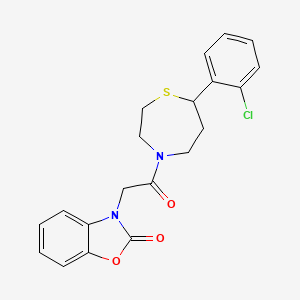 molecular formula C20H19ClN2O3S B2620310 3-(2-(7-(2-chlorophenyl)-1,4-thiazepan-4-yl)-2-oxoethyl)benzo[d]oxazol-2(3H)-one CAS No. 1797638-15-3