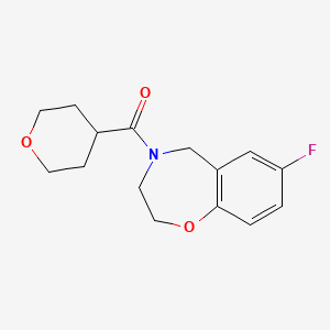molecular formula C15H18FNO3 B2620318 (7-fluoro-2,3-dihydrobenzo[f][1,4]oxazepin-4(5H)-yl)(tetrahydro-2H-pyran-4-yl)methanone CAS No. 2034419-59-3