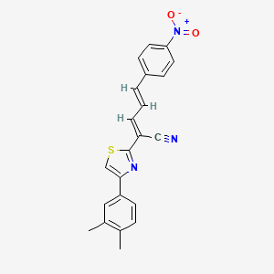 molecular formula C22H17N3O2S B2620325 (2E,4E)-2-[4-(3,4-dimethylphenyl)-1,3-thiazol-2-yl]-5-(4-nitrophenyl)penta-2,4-dienenitrile CAS No. 476675-35-1