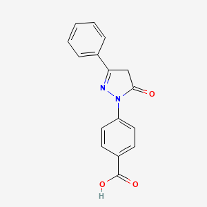 molecular formula C16H12N2O3 B2620328 4-(5-oxo-3-phenyl-4,5-dihydro-1H-pyrazol-1-yl)benzoic acid CAS No. 857986-38-0