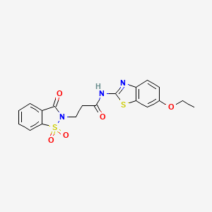molecular formula C19H17N3O5S2 B2620330 3-(1,1-dioxido-3-oxobenzo[d]isothiazol-2(3H)-yl)-N-(6-ethoxybenzo[d]thiazol-2-yl)propanamide CAS No. 899996-37-3