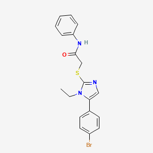 molecular formula C19H18BrN3OS B2620332 2-((5-(4-bromophenyl)-1-ethyl-1H-imidazol-2-yl)thio)-N-phenylacetamide CAS No. 1207033-49-5