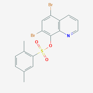 molecular formula C17H13Br2NO3S B2620336 5,7-Dibromoquinolin-8-yl 2,5-dimethylbenzene-1-sulfonate CAS No. 332145-54-7