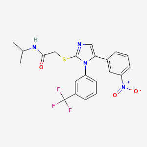 molecular formula C21H19F3N4O3S B2620337 N-isopropyl-2-((5-(3-nitrophenyl)-1-(3-(trifluoromethyl)phenyl)-1H-imidazol-2-yl)thio)acetamide CAS No. 1226441-64-0