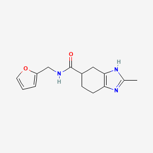 molecular formula C14H17N3O2 B2620338 N-(furan-2-ylmethyl)-2-methyl-4,5,6,7-tetrahydro-1H-benzo[d]imidazole-5-carboxamide CAS No. 2034473-66-8