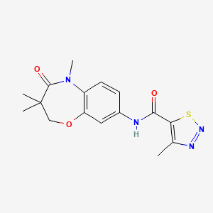 molecular formula C16H18N4O3S B2620339 4-methyl-N-(3,3,5-trimethyl-4-oxo-2,3,4,5-tetrahydrobenzo[b][1,4]oxazepin-8-yl)-1,2,3-thiadiazole-5-carboxamide CAS No. 1207053-30-2