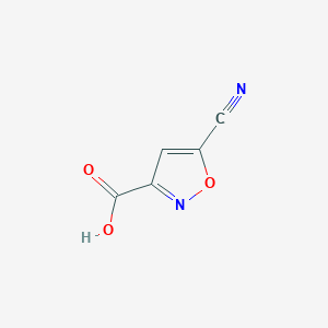 molecular formula C5H2N2O3 B2620349 5-Cyano-1,2-oxazole-3-carboxylic acid CAS No. 1368193-26-3