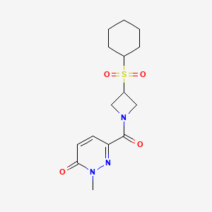 molecular formula C15H21N3O4S B2620350 6-(3-(cyclohexylsulfonyl)azetidine-1-carbonyl)-2-methylpyridazin-3(2H)-one CAS No. 1448045-58-6