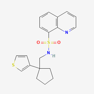 molecular formula C19H20N2O2S2 B2620351 N-((1-(thiophen-3-yl)cyclopentyl)methyl)quinoline-8-sulfonamide CAS No. 2034465-11-5