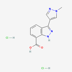 molecular formula C12H12Cl2N4O2 B2620352 3-(1-methyl-1H-pyrazol-4-yl)-1H-indazole-7-carboxylic acid dihydrochloride CAS No. 1781660-95-4