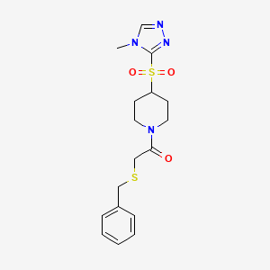 molecular formula C17H22N4O3S2 B2620353 2-(benzylthio)-1-(4-((4-methyl-4H-1,2,4-triazol-3-yl)sulfonyl)piperidin-1-yl)ethanone CAS No. 1448065-41-5