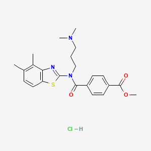 molecular formula C23H28ClN3O3S B2620358 Methyl 4-((3-(dimethylamino)propyl)(4,5-dimethylbenzo[d]thiazol-2-yl)carbamoyl)benzoate hydrochloride CAS No. 1215539-09-5