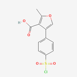 molecular formula C12H9ClO5S B2620359 4-(4-(Chlorosulfonyl)phenyl)-2-methylfuran-3-carboxylic acid CAS No. 2155855-97-1