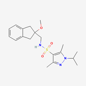 molecular formula C19H27N3O3S B2620367 1-isopropyl-N-((2-methoxy-2,3-dihydro-1H-inden-2-yl)methyl)-3,5-dimethyl-1H-pyrazole-4-sulfonamide CAS No. 2034347-17-4