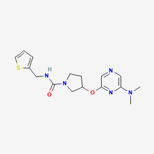 molecular formula C16H21N5O2S B2620368 3-((6-(dimethylamino)pyrazin-2-yl)oxy)-N-(thiophen-2-ylmethyl)pyrrolidine-1-carboxamide CAS No. 2034335-19-6