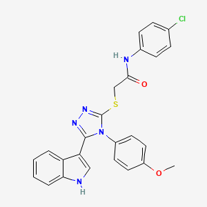 molecular formula C25H20ClN5O2S B2620372 2-((5-(1H-indol-3-yl)-4-(4-methoxyphenyl)-4H-1,2,4-triazol-3-yl)thio)-N-(4-chlorophenyl)acetamide CAS No. 946377-75-9